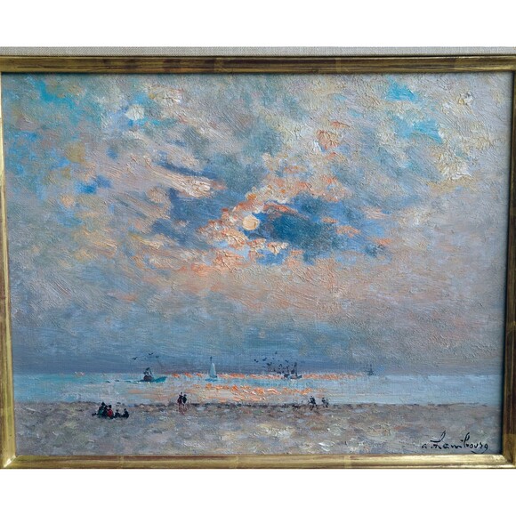 Original André Hambourg Oil Painting 1964 - Beach Scene French Impressionist Art - Picture 5 of 9